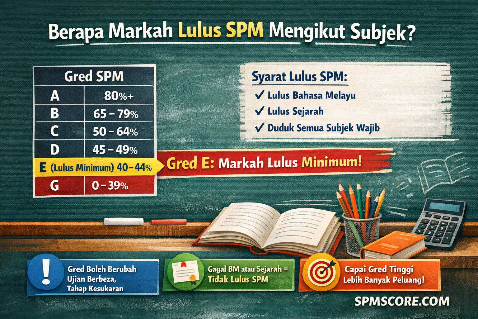 Berapa Markah Lulus SPM Mengikut Subjek