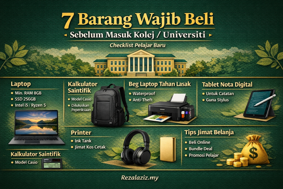 7 Barang Wajib Beli Sebelum Masuk Kolej / Universiti (Checklist Pelajar Baru)